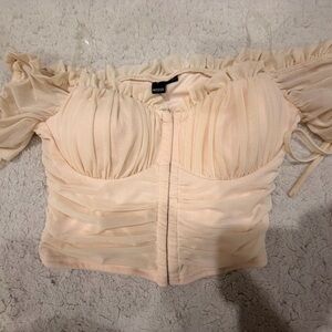 Windsor Elegant Cream Ruched Blouse